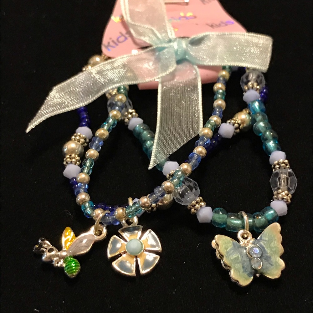 Kid's Multi-Colored Beaded Bracelet W/ Charms
